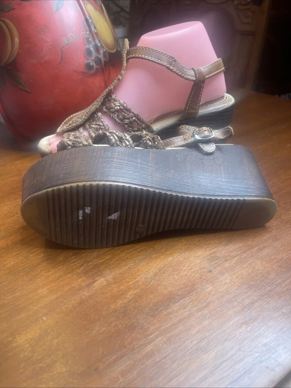 Sbicca Open toe slingback cork Women’s Platform Wedges Leather 38 EU 7.5 US